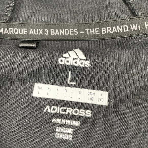 Adidas Adicross 1/4 Zip Hoodie Sweatshirt Men’s L Side Zip Cotton Blend Black - Picture 6 of 12
